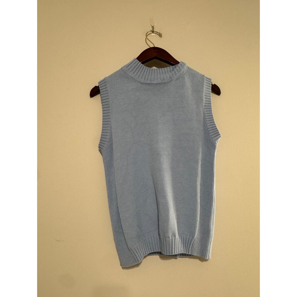 PRETTYGARDEN Womens Light Blue Mock Neck Knit Sweater Vest Sleeveless Size‎ M
